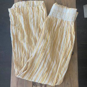 Women's Indigo Rein LInen Yellow and White Pants Size Small